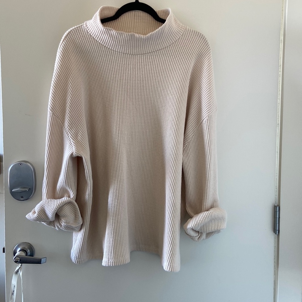 ava & viv waffle turtle/ cowl neck with bell sleeves